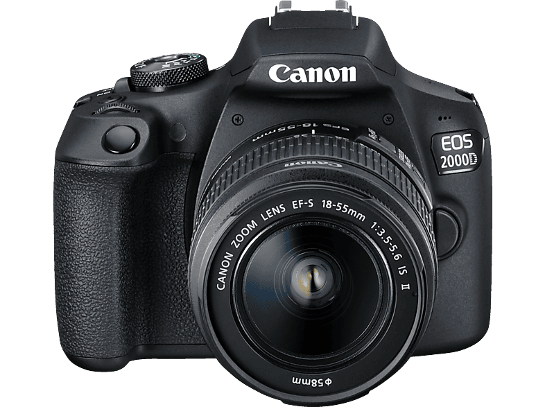 CANON EOS 2000D Kit Spiegelreflexkamera, 24,1 Megapixel, 18-55 mm Objektiv (EF-S, IS II), WLAN, Schwarz von CANON