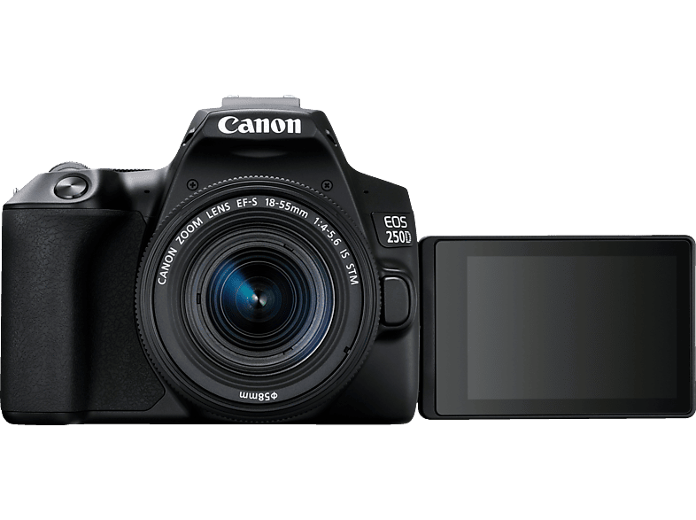 CANON EOS 250D Kit Spiegelreflexkamera, 24,1 Megapixel, 18-55 mm Objektiv (IS, STM, EF-S), Touchscreen Display, WLAN, Schwarz von CANON