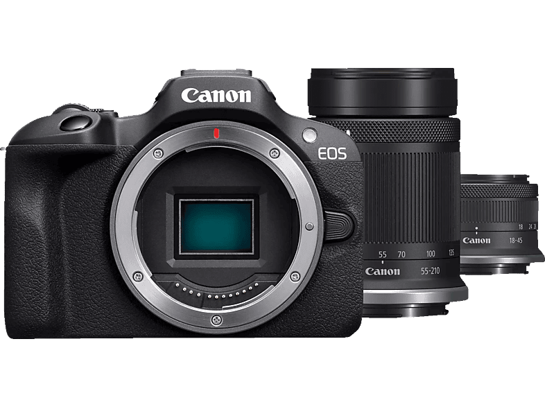 CANON EOS R100 Kit Systemkamera mit Objektiv 18-45 mm, 55-200 7,62 cm Display, WLAN von CANON