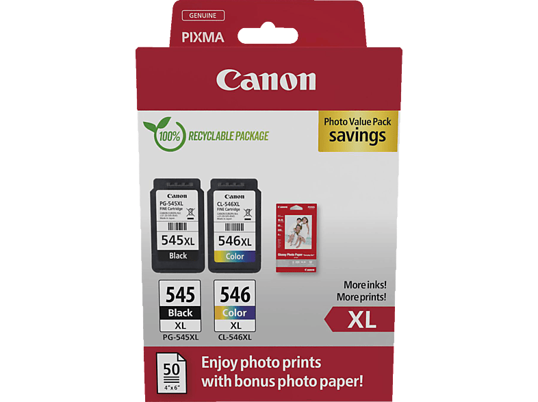 CANON PG-545XL/CL-546XL Tintenpatrone Schwarz, Cyan, Magenta, Gelb von CANON