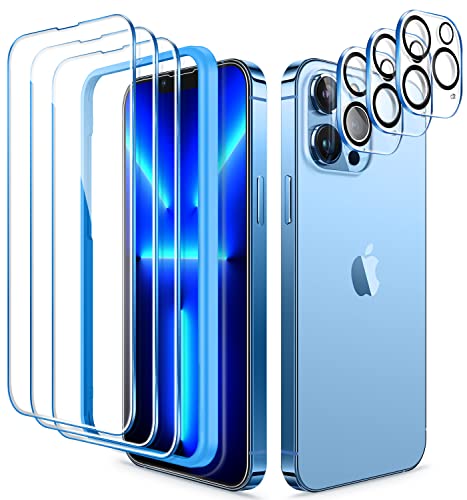 CANSHN für iPhone 13 Pro Panzer Schutz Glas mit Rahmen-Installationshilfe, kompatibel mit iPhone 13 Pro Kamera Schutzfolie, [3+3 Stück], [Anti- Kratzer], [Bläschenfrei], [9H Härte], [HD-Klar] von CANSHN