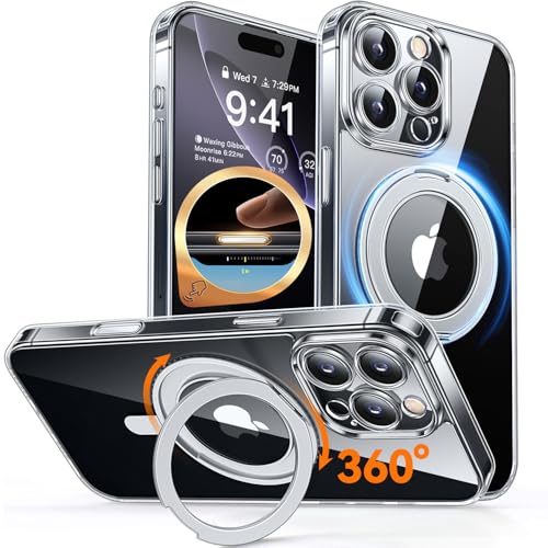 CANSHN 360° Ständer für iPhone 16 Pro Max Hülle mit Kameraschutz [Camera Control Button] für Magsafe (Magnetischer Robust Standring), Transparent von CANSHN