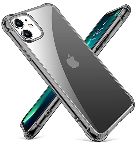 CANSHN Clear für iPhone 11 Hülle [Militärischer Fallschutz] [Nicht Vergilbend] Transparent Stoßfeste Schutzhülle mit Weiche Silikon Bumper Case Handyhülle für iPhone 11 6,1'' - Schwarz von CANSHN