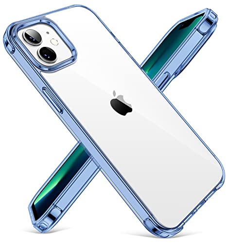 CANSHN Clear für iPhone 12 Hülle/iPhone 12 Pro Hülle [Militärischer Fallschutz] [Nicht Vergilbend] Durchsichtig Stoßfeste Hard PC Back Weich Silikon Bumper Case Handyhülle iPhone 12/12 Pro - Blau von CANSHN