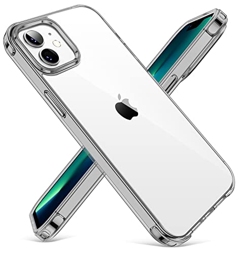 CANSHN Clear für iPhone 12 Hülle/iPhone 12 Pro Hülle [Militärischer Fallschutz] [Nicht Vergilbend] Durchsichtig Stoßfeste Hard PC Back Weich Silikon Bumper Case Handyhülle iPhone 12/12 Pro - Schwarz von CANSHN