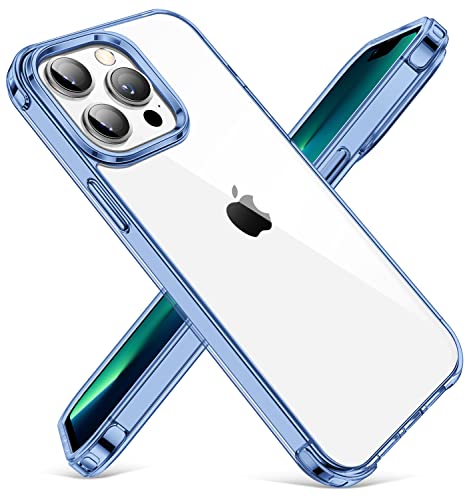CANSHN Clear für iPhone 14 Pro Hülle [Militärischer Schutz] [Nicht Vergilbend] Durchsichtig Stoßfeste Schutzhülle Hard PC Back & Weich Silikon Bumper Case Handyhülle für iPhone 14 Pro 6,1"- Blau von CANSHN