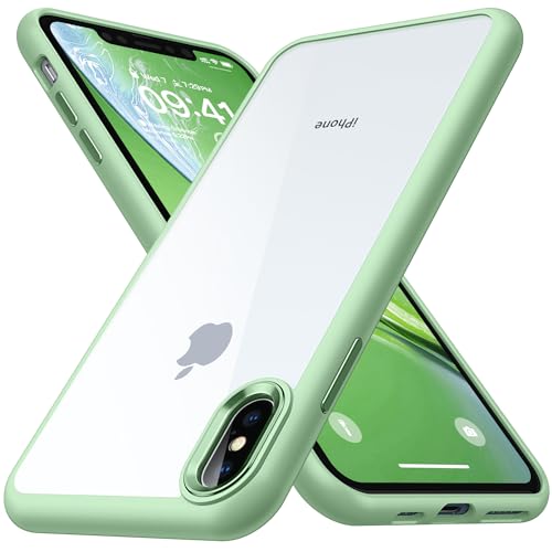 CANSHN Durchsichtige Hülle für iPhone X/XS [Nicht Vergilbend] Transparent Stoßfeste Schutzhülle mit Weiche Silikon Bumper Case Handyhülle für iPhone XS/X - Matcha von CANSHN