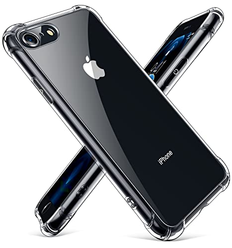 CANSHN Klare für iPhone SE 2022/2020 Hülle, iPhone 8/7 [Militärischer Fallschutz] Transparent Stoßfeste Schutzhülle mit Weich Silikon Bumper Case Handyhülle ///, Durchsichtig von CANSHN