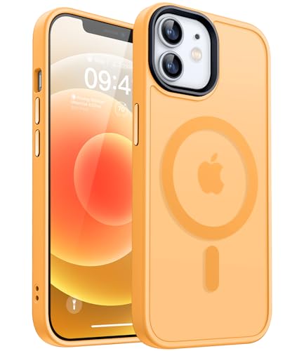 CANSHN Magnetisch für iPhone 12 Hülle und iPhone 12 Pro Hülle für MagSafe [TOP Magnetische Adsorption] [Militärschutz] Schutzhülle Samtige Touch Matt Anti-Kratzen, Orange von CANSHN