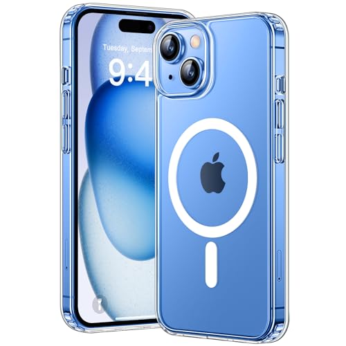 CANSHN Magnetisch für iPhone 15 Hülle Kompatibel mit MagSafe Kabellosem Laden, [Nie Vergilbung] Stoßfest Handyhülle, Schutzhülle Kratzfeste Transparente Rückseite, Durchsichtig von CANSHN