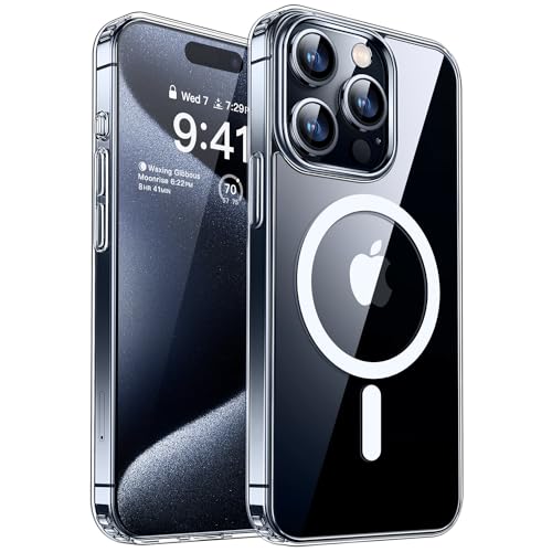 CANSHN Magnetisch für iPhone 15 Pro Max Hülle Kompatibel mit MagSafe Kabellosem Laden, [Nie Vergilbung] Stoßfest Handyhülle, Schutzhülle Kratzfeste Transparente Rückseite, Durchsichtig von CANSHN