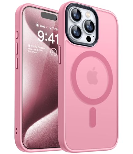 CANSHN Magnetisch für iPhone 15 Pro Max Hülle für MagSafe [TOP Magnetische Adsorption] [Militärschutz] Schutzhülle Samtige Touch Matt Anti-Kratzen Handyhülle iPhone 15 Pro Max Case, Rosa von CANSHN