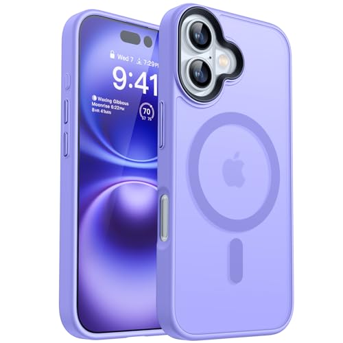 CANSHN Magnetisch für iPhone 16 Hülle für MagSafe [TOP Magnetische Adsorption] [Militärschutz] Schutzhülle Samtige Touch Matt Anti-Kratzen Handyhülle iPhone 16 Case, Hellviolett von CANSHN
