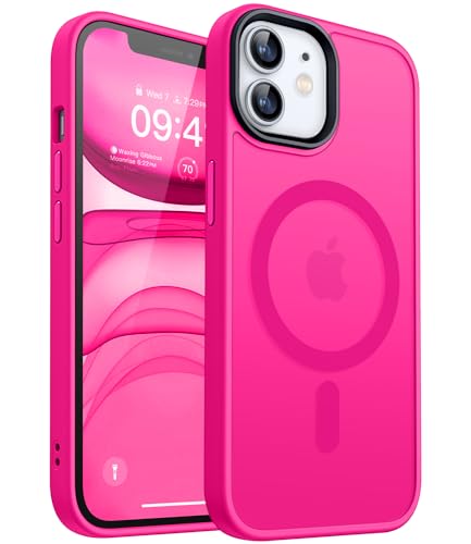 CANSHN Magnetische Schutzhülle für iPhone 11, kompatibel mit Magsafe, durchscheinend, matt, dünn, stoßfest, Schutzhülle für iPhone 11, 15,5 cm (6,1 Zoll), Hot Pink von CANSHN