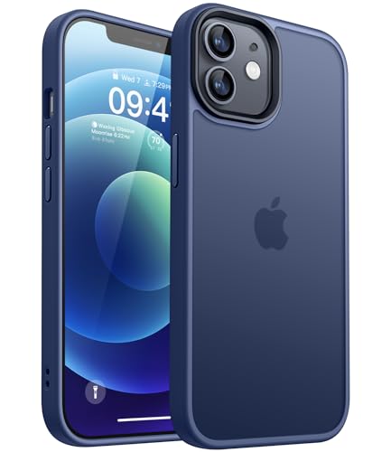 CANSHN Upgrade für iPhone 12 Hülle, iPhone 12 Pro Hülle [Militärschutz] Schutzhülle Samtige Touch Matt Anti-Kratzen Handyhülle iPhone 12/12 Pro Case, Dunkelblau von CANSHN