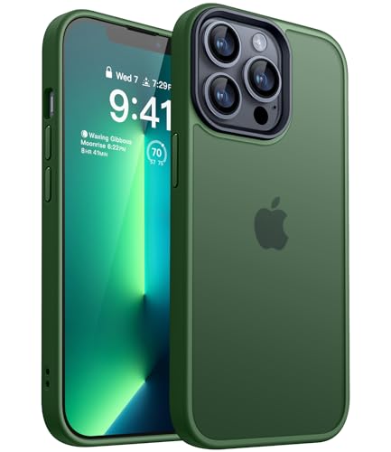 CANSHN Upgrade für iPhone 13 Pro Hülle [Militärschutz] Schutzhülle Samtige Touch Slim Matt Anti-Kratzen Dünne Handyhülle iPhone 13 Pro Case, Dunkelgrün von CANSHN