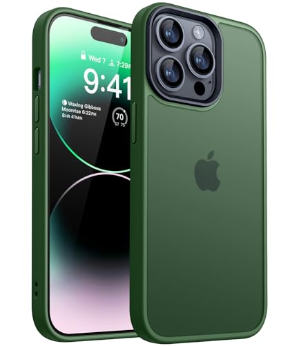 CANSHN Upgrade für iPhone 14 Pro Hülle [Militärschutz] Schutzhülle Samtige Touch Slim Matt Anti-Kratzen Dünne Handyhülle iPhone 14 Pro Case, Dunkelgrün von CANSHN