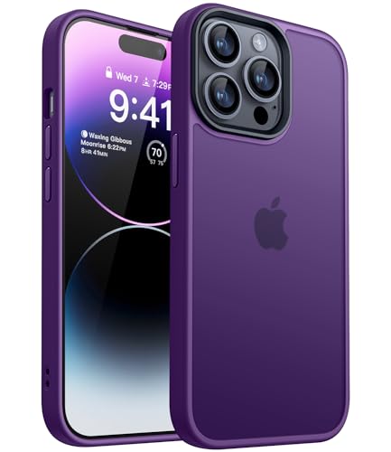 CANSHN Upgrade für iPhone 14 Pro Hülle [Militärschutz] Schutzhülle Samtige Touch Slim Matt Anti-Kratzen Dünne Handyhülle iPhone 14 Pro Case, Dunkelviolett von CANSHN