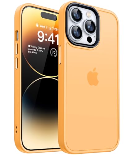 CANSHN Upgrade für iPhone 14 Pro Hülle [Militärschutz] Schutzhülle Samtige Touch Slim Matt Anti-Kratzen Dünne Handyhülle iPhone 14 Pro Case, Orange von CANSHN