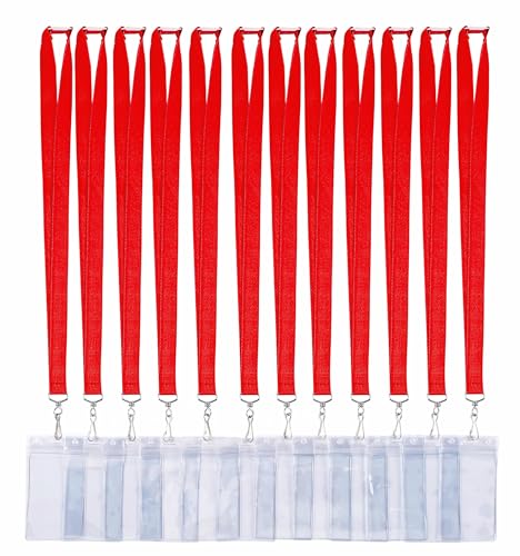 Schlüsselband mit wasserdichtem Ausweishalter, buntes Schlüsselband mit Sicherheitsschnalle für Abzeichen und Schlüssel, Neongelb-Grün, 50 Stück, 12 Stück von CANWELUX