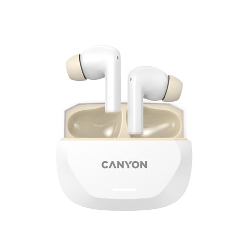 CANYON HEXAGON 7 Bluetooth Kopfhörer - Kabellose In-Ear Kopfhörer Bluetooth 5.4, ANC+ENC Noise Cancelling, USB-C, 4 Mikrofone, 27h Akku, Kabellose Ladefunktion TWS7, Weiß/Beige CANYON HEXAGON 7 Bluetooth Kopfhörer - Kabellose In-Ear Kopfhörer Bluetooth 5.4, ANC+ENC Noise Cancelling, USB-C, 4 Mikrofone, 27h Akku, Kabellose Ladefunktion TWS7, Weiß/Beige von CANYON