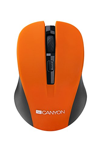 Canyon Funkmaus für Laptop PC, optische Maus USB 1200DPI, Scrollrad, Soft Touch, Orange von CANYON
