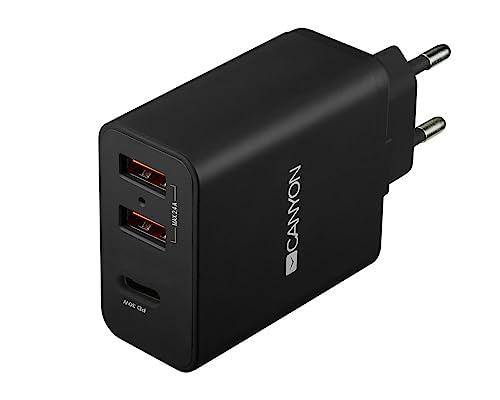 Canyon Ladegerät 2xUSB-A + USB-C 2.4A/30W schwarz Canyon Ladegerät 2xUSB-A + USB-C 2.4A/30W schwarz von Canyon