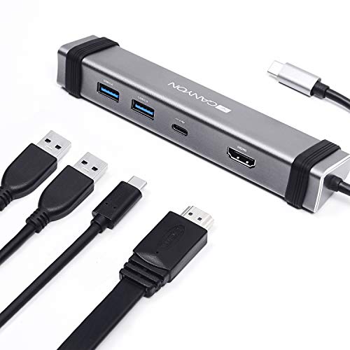 Canyon USB C Hub, 4-In-1 USB-C Docking-Station und Laptop Ständer, Mehrfach Port Verteiler inkl. 4K HDMI, Adaptive 3.0 USB Typ A Lade-Anschlüsse, Multiport Adapter von CANYON