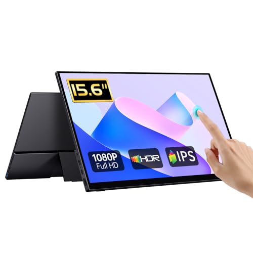 CAPERAVE Tragbarer Monitor Touchscreen, 15,6-Zoll-FHD-IPS-Touchscreen mit gehärtetem Glas, Reisemonitor mit Ständer und Lautsprecher, HDMI USB C Externer Monitor für Windows-Laptop-PC CAPERAVE Tragbarer Monitor Touchscreen, 15,6-Zoll-FHD-IPS-Touchscreen mit gehärtetem Glas, Reisemonitor mit Ständer und Lautsprecher, HDMI USB C Externer Monitor für Windows-Laptop-PC von CAPERAVE