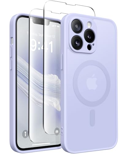 CAPRARO Magnetische für iPhone 13 Pro Hülle,[Kompatibel mit MagSafe] [Vollständiger Schutz der Kamera] Stoßfester Schutz Schlank Durchscheinende Matte Handyhülle iPhone 13 Pro Hülle, Flieder von CAPRARO