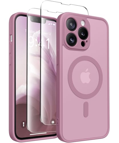 CAPRARO Magnetische für iPhone 13 Pro Max Hülle,[Kompatibel mit MagSafe] [Vollständiger Schutz der Kamera] Stoßfester Schutz Schlank Durchscheinende Matte iPhone 13 Pro Max Hülle,Schwarz Johannisbeere von CAPRARO