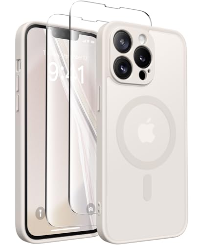 CAPRARO Magnetische für iPhone 13 Pro Max Hülle,[Kompatibel mit MagSafe] [Vollständiger Schutz der Kamera] Stoßfester Schutz Schlank Durchscheinende Matte iPhone 13 Pro Max Hülle,Stein von CAPRARO