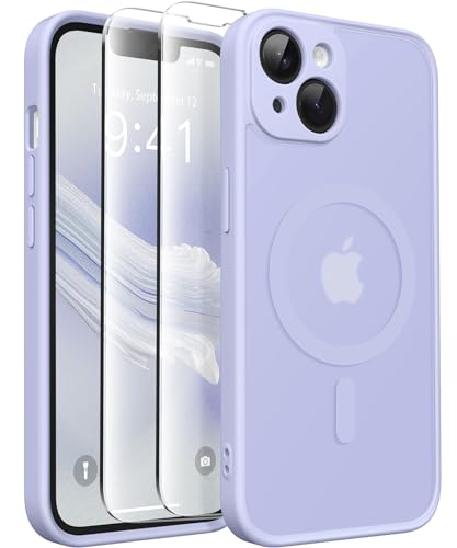 CAPRARO Magnetische für iPhone 14 Hülle,[Kompatibel mit MagSafe] [Vollständiger Schutz der Kamera] [14FT Fallschutz] Stoßfester Schutz Schlank Durchscheinende Matte Hülle für iPhone 14,Flieder von CAPRARO