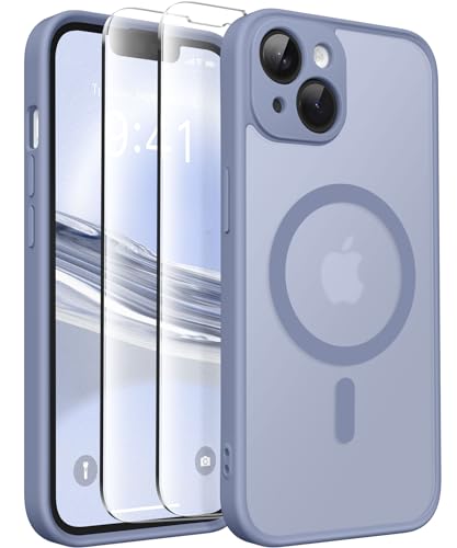 CAPRARO Magnetische für iPhone 14 Hülle,[Kompatibel mit MagSafe] [Vollständiger Schutz der Kamera] [14FT Fallschutz] Stoßfester Schutz Schlank Durchscheinende Matte Hülle für iPhone 14,Lavendelgrau von CAPRARO