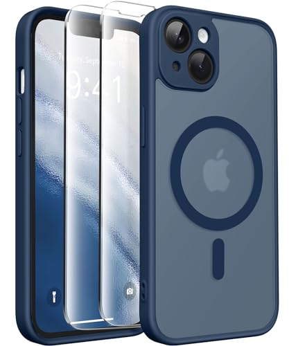 CAPRARO Magnetische für iPhone 14 Hülle,[Kompatibel mit MagSafe] [Vollständiger Schutz der Kamera] [14FT Fallschutz] Stoßfester Schutz Schlank Durchscheinende Matte Hülle für iPhone 14,Ozeanblau von CAPRARO