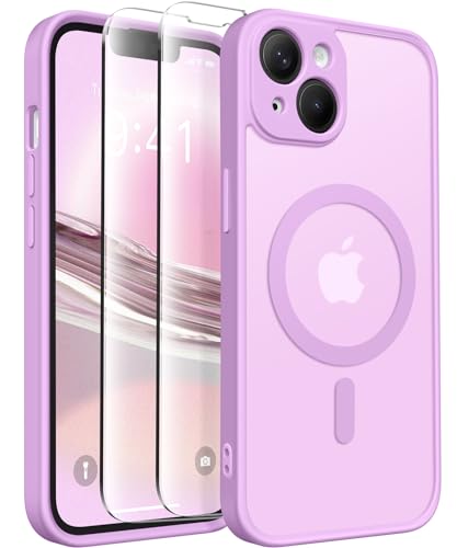 CAPRARO Magnetische für iPhone 14 Hülle,[Kompatibel mit MagSafe] [Vollständiger Schutz der Kamera] [14FT Fallschutz] Stoßfester Schutz Schlank Durchscheinende Matte Hülle für iPhone 14,Roland Violett von CAPRARO