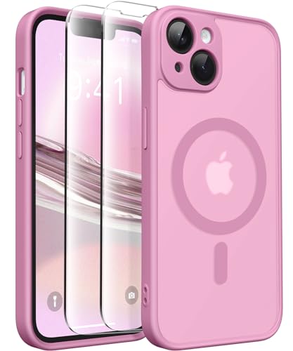 CAPRARO Magnetische für iPhone 14 Hülle,[Kompatibel mit MagSafe] [Vollständiger Schutz der Kamera] Stoßfester Schutz Schlank Durchscheinende Matte iPhone 14 Hülle,Traubenviolett von CAPRARO