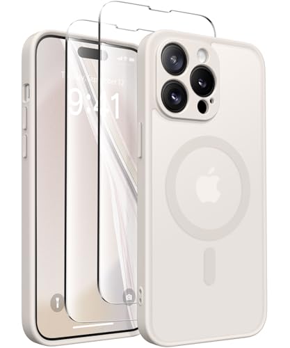 CAPRARO Magnetische für iPhone 14 Pro Max Hülle,[Kompatibel mit MagSafe] [Vollständiger Schutz der Kamera] Stoßfester Schutz Schlank Durchscheinende Matte iPhone 14 Pro Max Hülle,Stein von CAPRARO