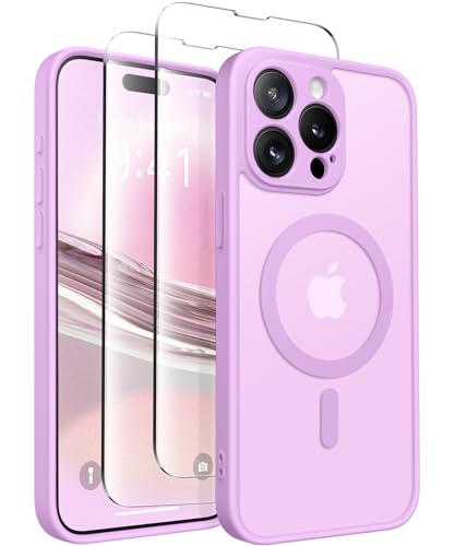 CAPRARO Magnetische für iPhone 15 Pro Max Hülle,[Kompatibel mit MagSafe] [Vollständiger Schutz der Kamera] Stoßfester Schutz Schlank Durchscheinende Matte iPhone 15 Pro Max Hülle,Roland Violett von CAPRARO