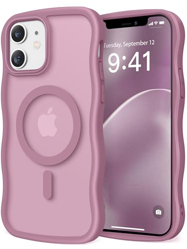 CAPRARO Niedliche Schutzhülle für iPhone 12 & iPhone 12 Pro, kompatibel mit MagSafe, [Curly Wave Edge] [Kameraschutz] [3,2 m Fallschutz], magnetisch für iPhone 12/12 Pro, Schwarze Johannisbeere von CAPRARO