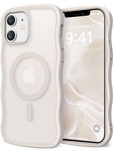 CAPRARO Niedliche Schutzhülle für iPhone 12 & iPhone 12 Pro, kompatibel mit MagSafe, [Curly Wave Edge] [Kameraschutz] [4 m Fallschutz], magnetisch für iPhone 12/12 Pro, Stein von CAPRARO