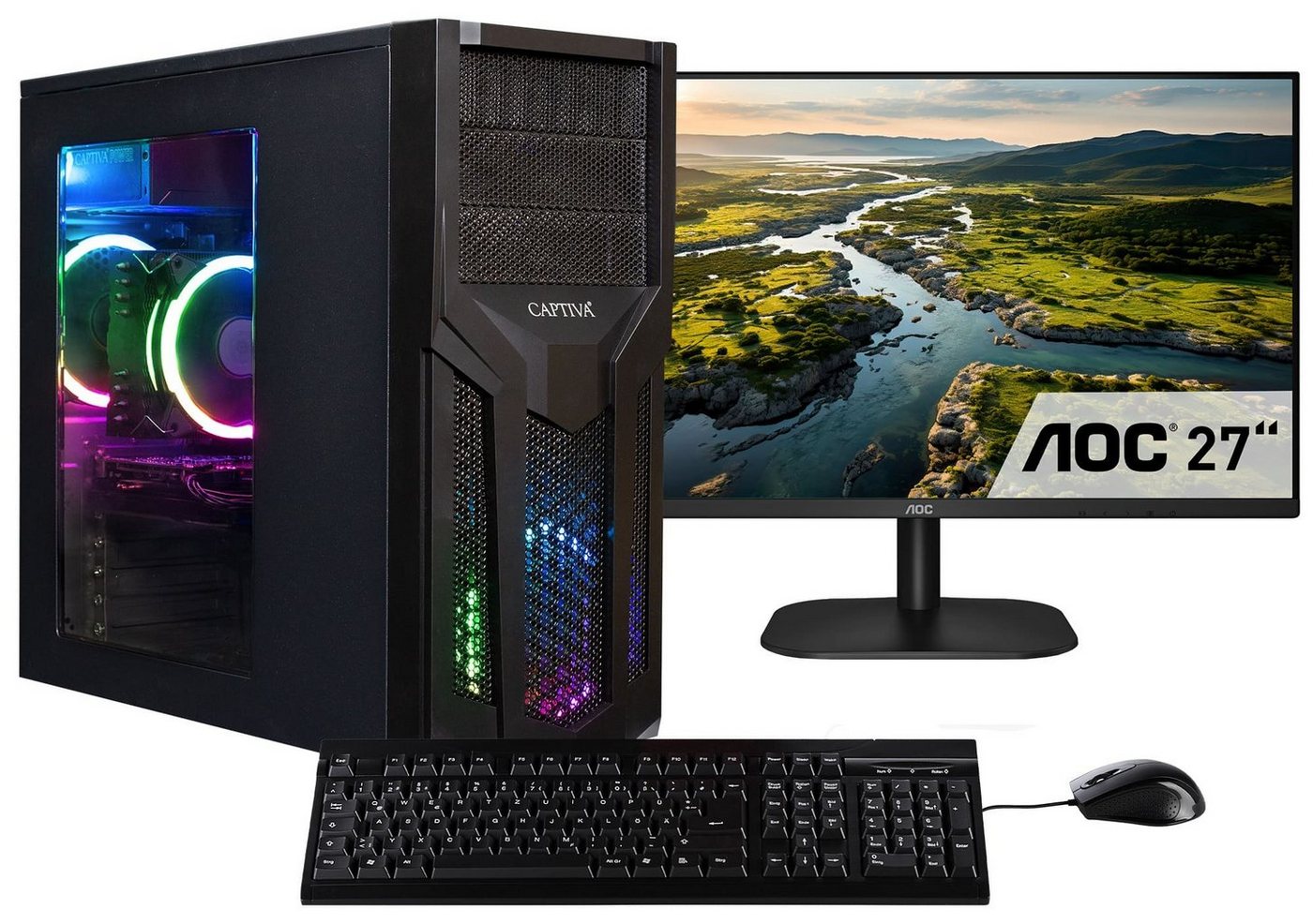 CAPTIVA Power Starter R79-992 TFT Bundle Business-PC (27 Zoll, AMD Ryzen 5 5600G, Radeon™ Graphics, 16 GB RAM, 500 GB SSD, Luftkühlung) von CAPTIVA