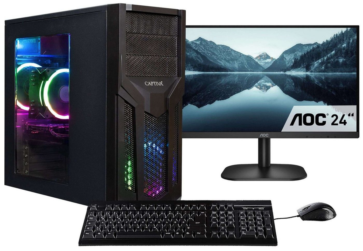 CAPTIVA Power Starter R80-007 TFT Bundle Business-PC (23,80 Zoll, AMD Ryzen 5 5600G, Radeon™ Graphics, 32 GB RAM, 1000 GB SSD, Luftkühlung) von CAPTIVA