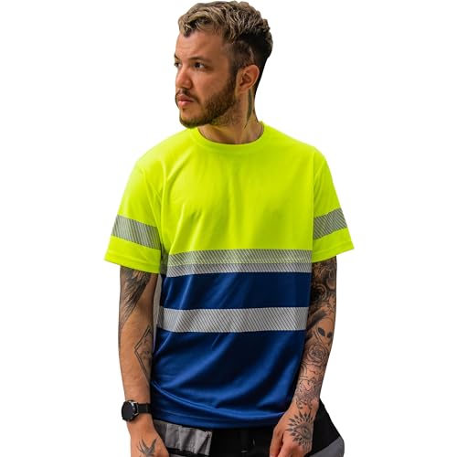 Capto Apparel Warnschutz-T-Shirt – Reflektierendes Warn-Shirt – Warn-Shirt – Sicherheits-T-Shirt – Arbeits-Shirt – Warn-Shirt für Herren – T-Shirt für Arbeitskleidung – Gelb/Marineblau – S Capto Apparel Warnschutz-T-Shirt – Reflektierendes Warn-Shirt – Warn-Shirt – Sicherheits-T-Shirt – Arbeits-Shirt – Warn-Shirt für Herren – T-Shirt für Arbeitskleidung – Gelb/Marineblau – S von CAPTO