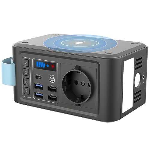 CAPTOK Powerbank 230V mit Steckdose 88.8Wh Powerstation, 10W Drahtloses Ladegerät, 120W Solar Generator USB LED für Camping Outdoor Notfall von CAPTOK
