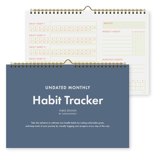 Undatierter Gewohnheitstracker Kalender - Zielplaner für Produktivität, Routine & Selbstpflege - Wand- & Schreibtisch-Tracker für Frauen, ADHS, Fitness & Budget - 27,9 x 22,2 cm (undatierte einfarbige Undatierter Gewohnheitstracker Kalender - Zielplaner für Produktivität, Routine & Selbstpflege - Wand- & Schreibtisch-Tracker für Frauen, ADHS, Fitness & Budget - 27,9 x 22,2 cm (undatierte einfarbige von CARDAMONOLY