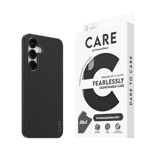 CARE BY PANZERGLASS Modische Hülle für Samsung Galaxy S25 Plus Slim TPU Hülle, Kompatibel mit Qi Wireless Laden, Kratzfest, Sturzschutz, Handyhülle mit Kameraschutz, Schwarz CARE BY PANZERGLASS Modische Hülle für Samsung Galaxy S25 Plus Slim TPU Hülle, Kompatibel mit Qi Wireless Laden, Kratzfest, Sturzschutz, Handyhülle mit Kameraschutz, Schwarz von CARE BY PANZERGLASS