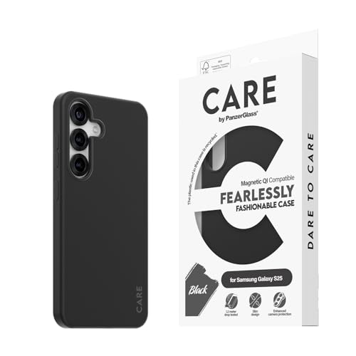 CARE BY PANZERGLASS Modische Hülle für Samsung Galaxy S25 Slims TPU-Gehäuse, Kompatibel mit Qi-Wireless-Laden, Kratzfest, Fallschutz, Handyhülle mit Kameraschutz, Schwarz CARE BY PANZERGLASS Modische Hülle für Samsung Galaxy S25 Slims TPU-Gehäuse, Kompatibel mit Qi-Wireless-Laden, Kratzfest, Fallschutz, Handyhülle mit Kameraschutz, Schwarz von CARE BY PANZERGLASS