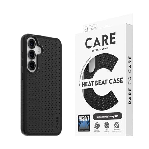 CARE by PanzerGlass Heat Beat Hülle für Samsung Galaxy S25 Atmungsaktives Wärmeableitungs-Kühldesign, Luftventilation, Kompatibel mit Qi, Militärischer Schutz vor Stürzen, S25 Slim Hülle von CARE BY PANZERGLASS