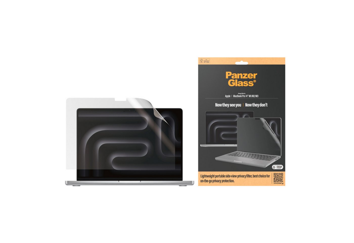 CARE by PanzerGlass Displayschutzfolie Privacy Filter Screen Protector für Apple MacBook Pro 14 (M1/M2/M3/M4), Displayschutz, Schutzfolie, Blickschutz, kratz- & stoßfest von CARE by PanzerGlass